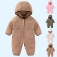thumbnail image 1 of BXSRUTA Baby Hooded Jumpsuit, Thick and Warm Long Sleeve Crawling Suit for Newborn to Toddler, Soft Breathable Polyester Spandex, Perfect for Daily Wear and Holiday, 1 of 8