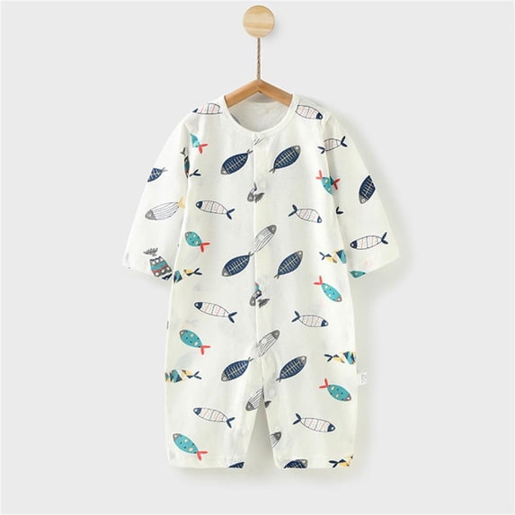 BXSRUTA Baby Long Sleeve Jumpsuit Soft Breathable Summer Animal Print Romper for Newborn Infant