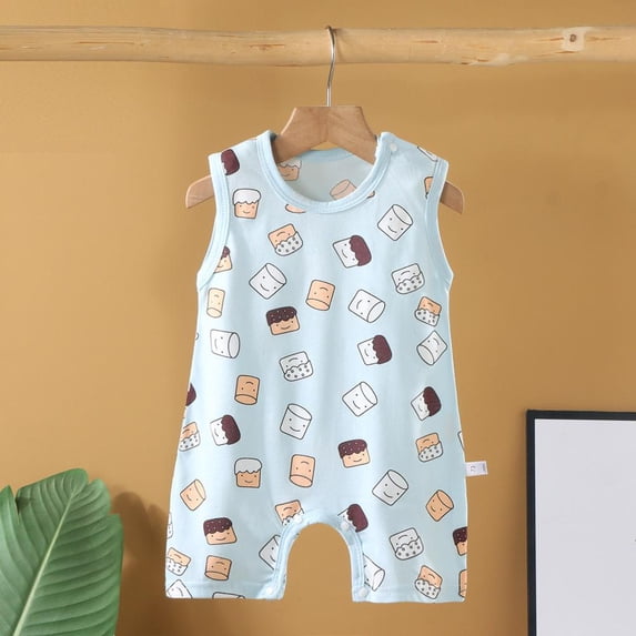 BXSRUTA Baby Newborn Short Sleeve Onesie Cotton Breathable Romper Spring Summer Infant Crawling Outfit