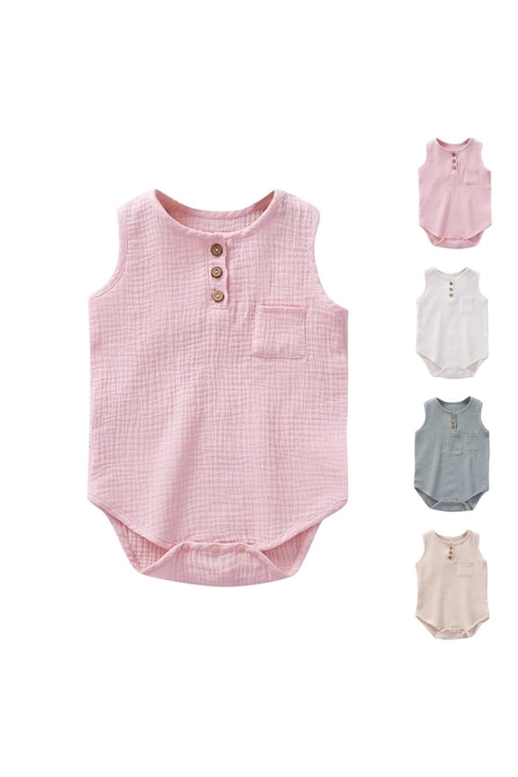 Baby Sleeveless Bodysuit Breathable Summer Round Neck Romper 2-Pack Outfits