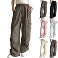 thumbnail image 1 of BXSRUTA Big Kids Elastic Waist Cargo Pants Lightweight Quick Dry Casual School Outdoor Pants with Pockets, 1 of 8