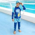 thumbnail image 1 of BXSRUTA Boys' 2 Piece Cartoon Print Swim Trunks Set with Swim Cap Quick Dry for Kids Ages 3-10 Years Pool Beach, 1 of 8