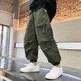 thumbnail image 1 of BXSRUTA Boys Girls Elastic Waisted Workwear Pants with Pockets Kids Casual Comfortable Cargo Pants Nylon Spandex Stretchy Everyday Wear Ages 5-15 Years, 1 of 7
