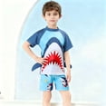 thumbnail image 1 of BXSRUTA Boys Girls Short Sleeve Swimsuits for Kids 2-12 Years UPF 50+ Sun Protection Rashguard Swimsuit Set Two Piece Diving Surfing Bathing Suit, 1 of 7