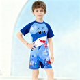 thumbnail image 1 of BXSRUTA Boys Girls Short Sleeve Swimsuits for Kids 2-12 Years UPF 50+ Sun Protection Rashguard Swimsuit Set Two Piece Diving Surfing Bathing Suit, 1 of 5
