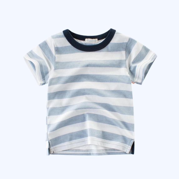 BXSRUTA Boys Striped T-Shirt Short Sleeve Summer Cotton Blend Tee for Toddler Kids Everyday Casual Wear Size 2-10 Years