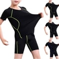 thumbnail image 1 of BXSRUTA Boys Youth Two-Piece Rash Guard Swim Set with Quick Dry and Sun Protection High Stretch Polyester, 1 of 6