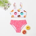 thumbnail image 1 of BXSRUTA Girls 3-7 Years Sweet Donut Print Two Piece Swimsuit Set Tankini Top and Bottom Soft Polyester Spandex, 1 of 7