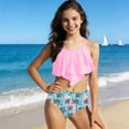 thumbnail image 1 of BXSRUTA Girls 7-14 Years Two Piece Swimsuits Teen Kids Bathing Suits Color Block Ruffle Tankini Set Beach Vacation, 1 of 8