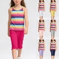 thumbnail image 1 of BXSRUTA Kids 2 Piece Sleeveless Top & Cropped Pants Set Cotton Casual Summer Outfit, 1 of 7