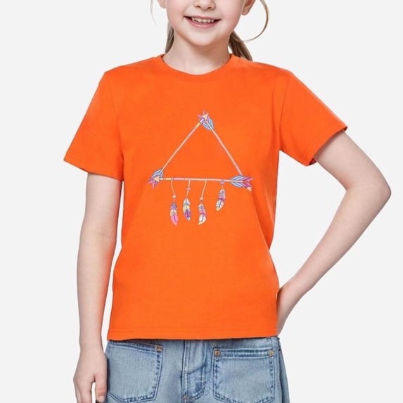 BXSRUTA Kids Short Sleeve Printed Round Neck T-Shirt, Soft Breathable Casual Top for Boys Girls Ages 3-15