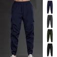 thumbnail image 1 of BXSRUTA Men's Cargo Joggers With Multiple Pockets Elastic Waist Drawstring Casual Cuffed Full Length Pants, 1 of 7
