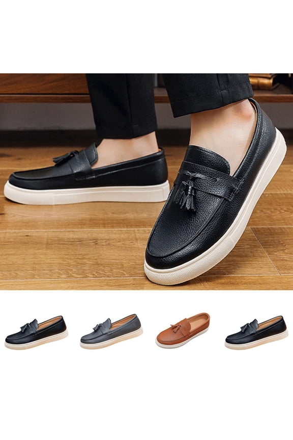 Men's Plus Size Low-Top Slip-on Tassel Loafers, Comfortable Soft Sole Casual Dress Shoes for Spring Summer