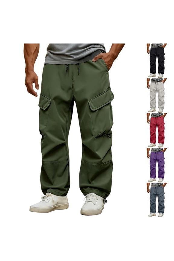 Men's Waterproof Windproof Hiking Cargo Work Pants Outdoor Breathable with Elastic Waist and Pockets