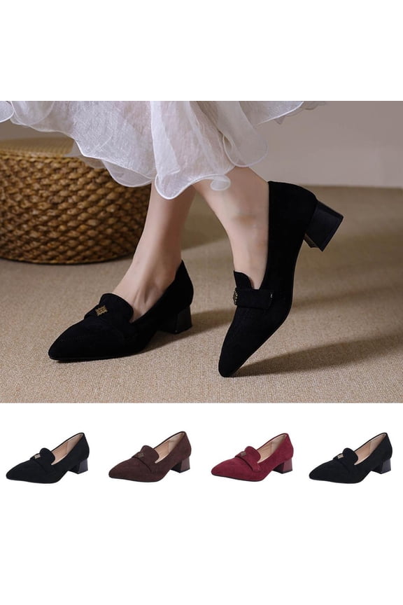 Plus Size Women's Pointed Toe High Heels Chunky Dress Shoes Patent Leather Comfortable Walking Pumps for Spring Summer Sizes 36-42