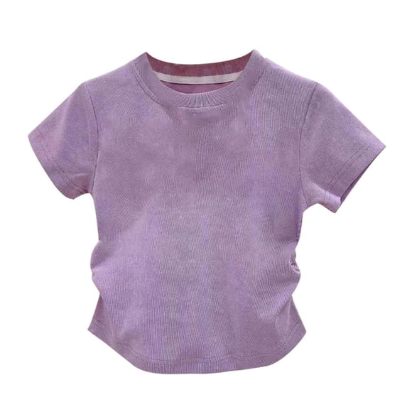 BXSRUTA Toddler & Big Girls Summer Tops Sleeveless Short Sleeve T-Shirts Soft Casual Kids Tees 1 Pack Multiple Sizes