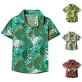 thumbnail image 1 of BXSRUTA Toddler Boys Girls Short Sleeve Hawaiian Shirt Floral Print Cotton Summer Beach Party Top, 1 of 8