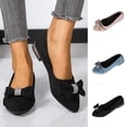 thumbnail image 1 of BXSRUTA Women's Casual Bow Loafers Stretchy Knit Comfort Flat Shoes Soft Sole Everyday Breathable Rhinestone, 1 of 8