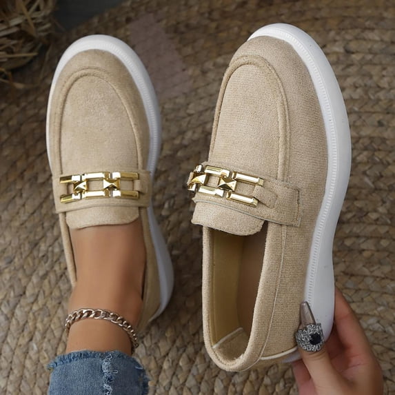 BXSRUTA Women's Four-Season Casual Chunky Heel Loafers with Cushioned Insole, Slip-On Round Toe Comfort Shoes for All-Day
