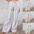 thumbnail image 1 of BXSRUTA Women's Loose Fit Printed Pants with Pockets Elastic High Waist Drawstring Casual Lounge Trousers, 1 of 8