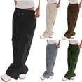 thumbnail image 1 of BXSRUTA Women's Mid Rise Relaxed Straight Leg Cargo Pants Casual Trousers with Multi Pockets, 1 of 5