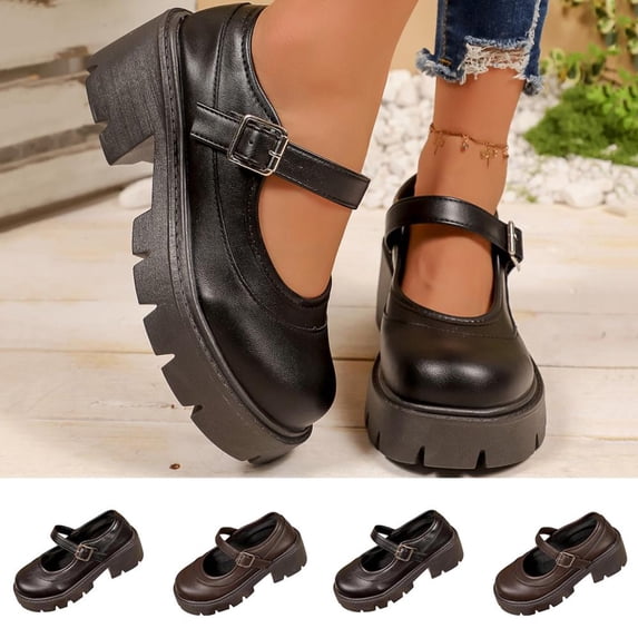 BXSRUTA Women's Plus Size Mary Jane Heels Low Cut Comfort Shoes for ...