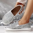 thumbnail image 1 of BXSRUTA Women's Rhinestone Embellished Slip on Loafers Round Toe Thick Comfort Casual Shoes, 1 of 7
