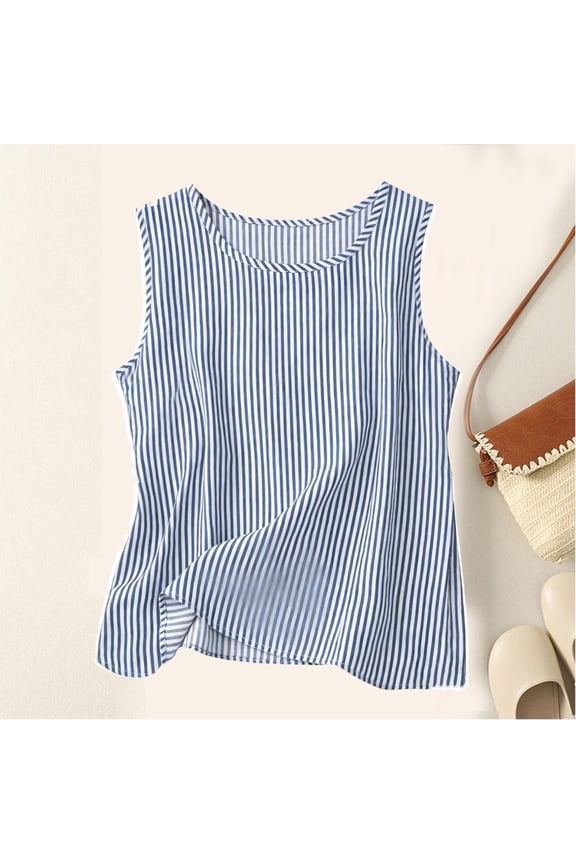 Women's Sleeveless Grid Tank Top Casual Summer Top Soft Comfortable Blouse