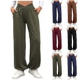 thumbnail image 1 of BXSRUTA Women's Soft High Waist Joggers with Pockets Elastic Waistband Lounge Pants, 1 of 8