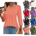 thumbnail image 1 of BXSRUTA Women's V-Neck Tunic Top 3/4 Dolman Sleeve Loose Fit Casual Solid Blouse T-Shirt, 1 of 6