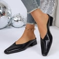 thumbnail image 1 of BXSRUTA Womens Plus Size Leather Square Toe Low Heel Slippers Backless Slip on Comfort Casual Shoes, 1 of 8