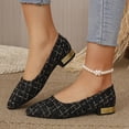 thumbnail image 1 of BXSRUTA Womens Plus Size Pointed Toe Low Heel Sandals - Comfortable Tweed Fabric Slip on Dress Shoes Spring Summer, 1 of 7