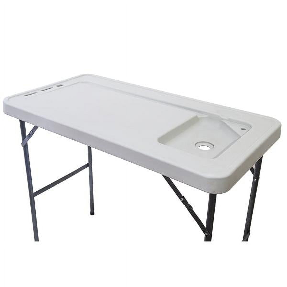 White HDPE Folding Fish Cleaning Table with Sink and Spray Gun