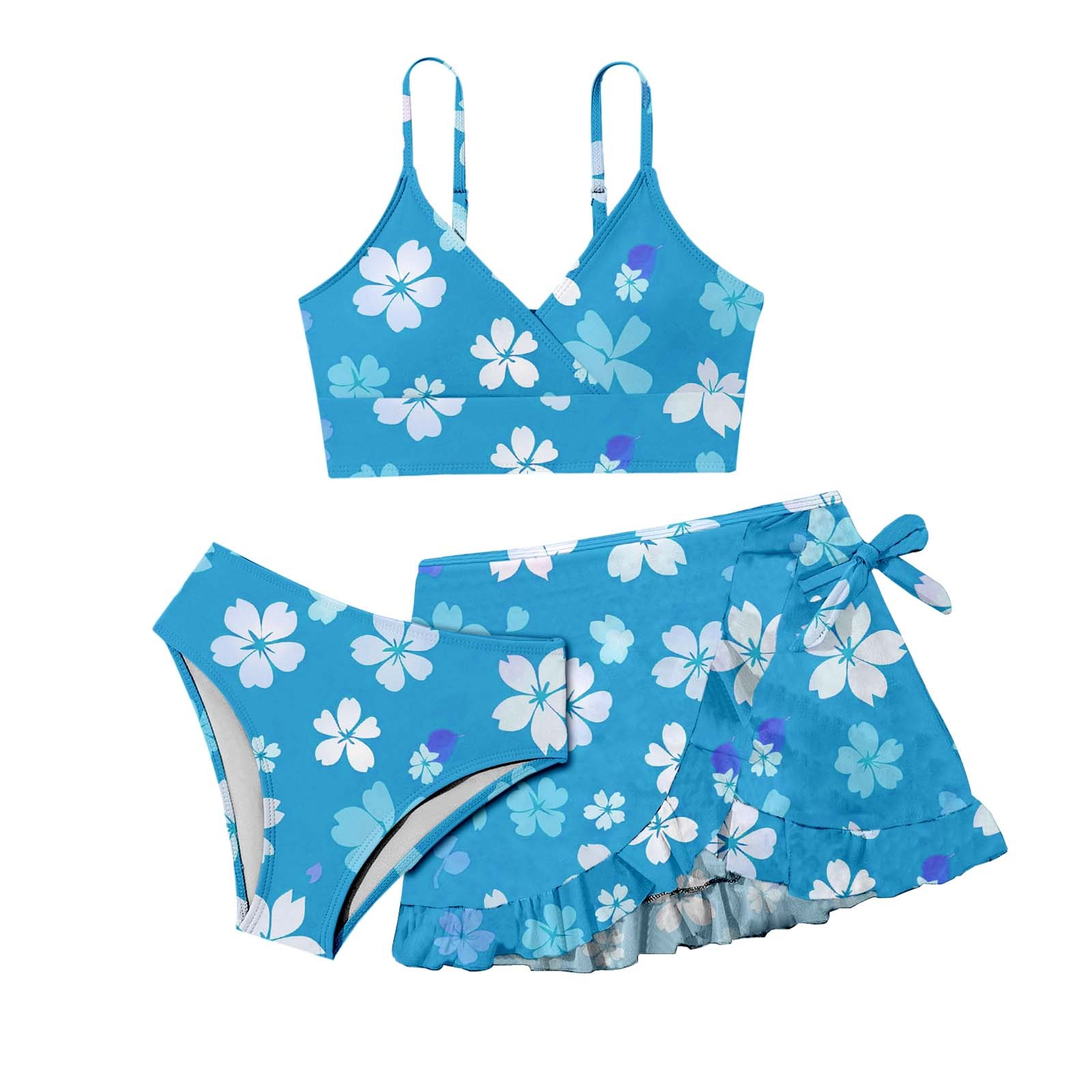 SOLY HUX Women's Floral Print Bikini - Spaghetti Strap 2 Piece Swimsuits With Removable Padding
