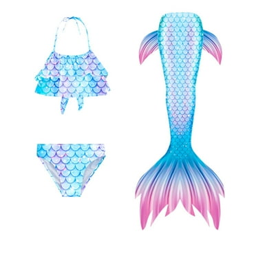 BXUIDJG Toddler Girls Swimsuit Mermaid Bikinis Set Tail Swimsuit Kids Bikini Set With High Waisted Bottoms Top