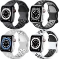 thumbnail image 1 of BXUXOHS 1-4Pack Nike Silicone Sport Band for Apple Watch Bnads 44mm 45mm 49mm 38mm 40mm 42mm 41mm Women Men Elastic Adjustable Breathable Wristbands Replacement for iWatch Series Ultra 8 7 SE6 5 4 3 2, 1 of 10