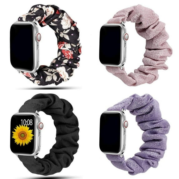 BXUXOHS (1Pack/4Pack) Women Scrunchie Band for Apple Watch Bands for 38mm 40mm 41mm 42mm 44mm 45mm 49mm Printed Solo Loop Wristbands Nylon Bands Accessories for iWatch Series 8 7 SE 6 5 4 3 2 1 Nike