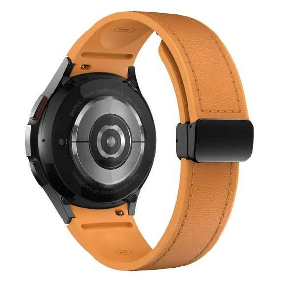 BXUXOHS 20mm Leather Band Compatible with Samsung Galaxy Watch 6 5 4 44mm 40mm, 6 Classic 47/43mm, 5 Pro 45mm, 4 Classic 46/42mm, No Gap 20mm Band with Magnetic Buckle for Women Men