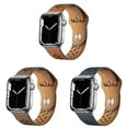 thumbnail image 1 of BXUXOHS 3Pack UP Soft Leather Bands Compatible with Apple watch iWatch Bands 45mm 41mm Ultra 49mm 38mm 40mm 44mm 42mm Thin Breathable Leather Wristbands for iWatch Series 9 8 7 SE 6 5 4 3 2 1, 1 of 15