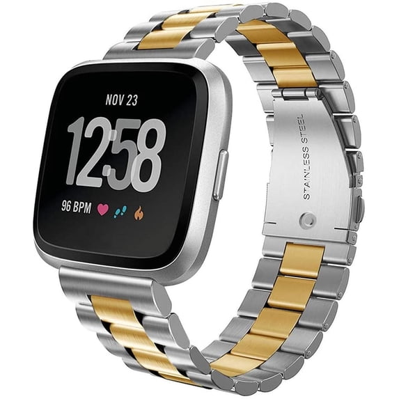 BXUXOHS Metal Band Compatible with Fitbit Versa 2, Versa, Versa Lite Edition,Stainless Steel Strap Replacement Business Bracelet Compatible with Fitbit Versa Smartwatch