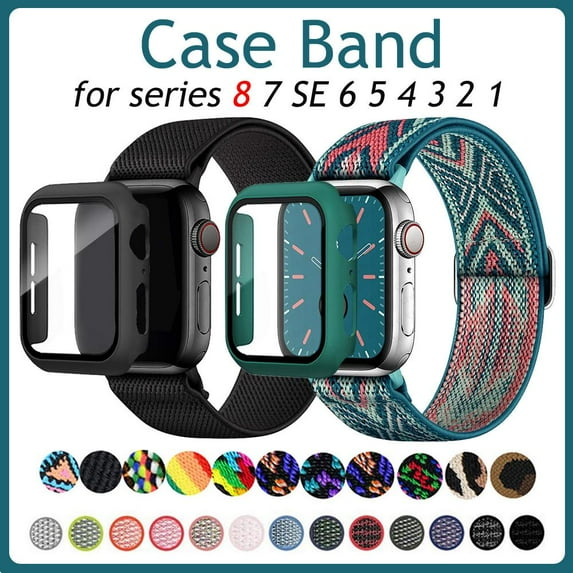 BXUXOHS Sport Loop for Apple Watch Band with Watch Case 45mm 38mm 44mm 40mm 42mm 41mm Elastic Adjustable Braided Nyoln Strap Wristbands Replacement for iWatch Series 8 7 6 5 4 3 2 1 Nike