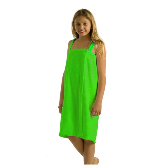 BY LORA Girls's Bath Wrap, Childs Bath Shower Dress with Adjustable Closure Lightweight Waffle Knee Length Body Wraps for Beach Swimming Pool - Medium