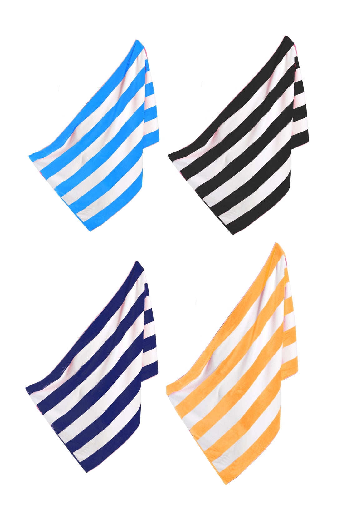 BY LORA Terry Beach Towels, Multi Color Pack, Set of 4