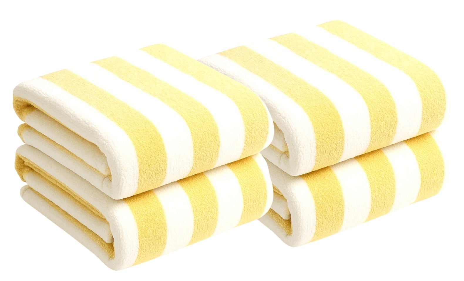 BY LORA Terry Cabana Beach Towels, Yellow White Color, Set of 4