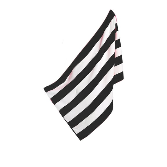 BY LORA Terry Cotton Cabana Stripe Beach and Pool Towels, Black White Color Set of 4
