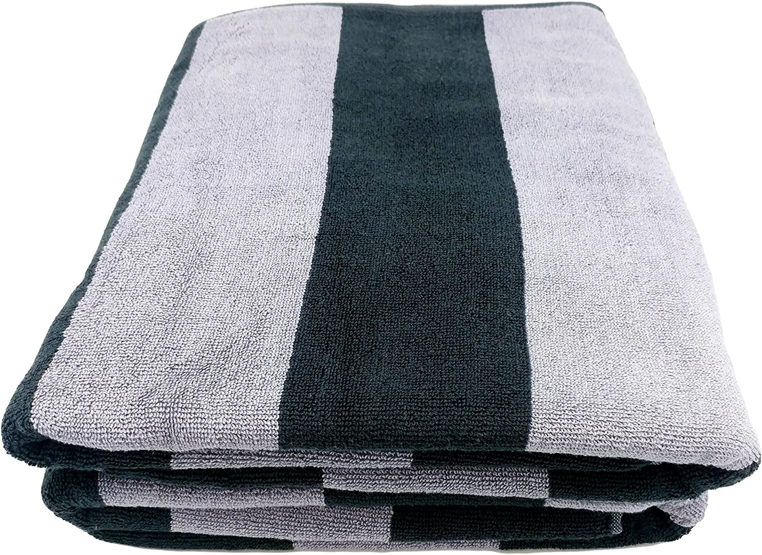 BY LORA Terry Cotton Towels for Pool, Charcoal,Silver, 35 x 60, Set of 2