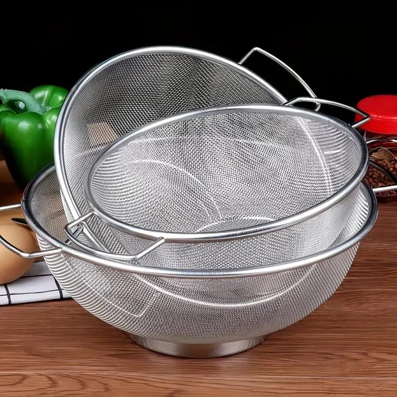 BY Stainless Steel Colander Set of 3, Micro-Perforated Colanders Strainers for Draining Rinsing - 1/3/5 Quart