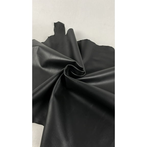 BY013121-01 Lambskin Napa Leather Hide 0.5-0.6 MM (1.5OZ) for Garments, Upholstery, Purses, Bags, Handbags, Linings, and Other Leather Crafting 8-10 SF (BLACK)