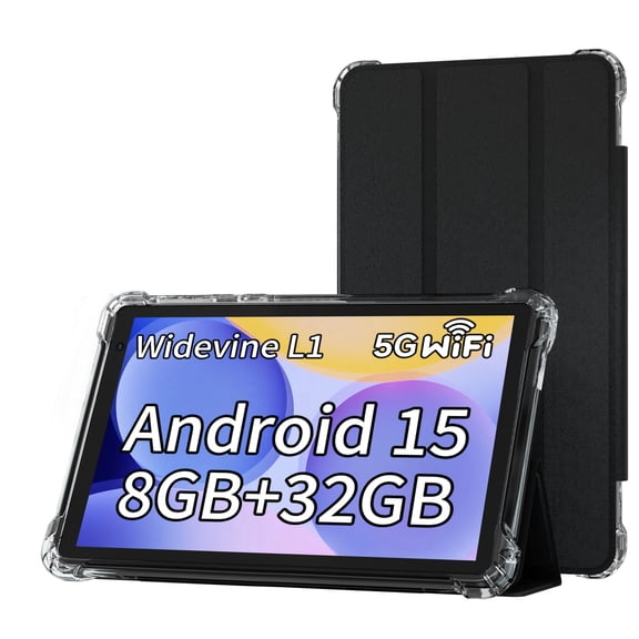 BYANDBY Tablet 7 inch Android 15.0 Tablet, 8GB+32GB ROM 1TB Expand, Quad-Core, WiFi, GMS, Dual Camera, Educational, Games Black