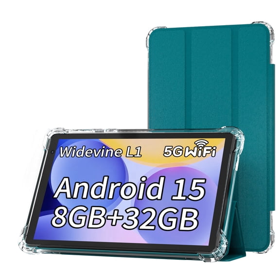 BYANDBY Tablet 7 inch Android 15.0 Tablet, 8GB+32GB ROM 1TB Expand, Quad-Core, WiFi, GMS, Dual Camera, Educational, Games (Green)